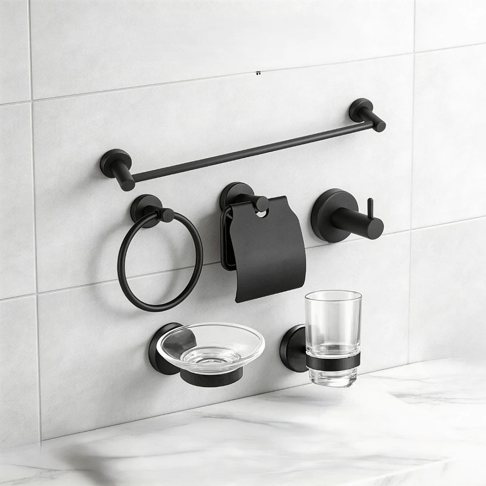 Black Bathroom Accessory Set